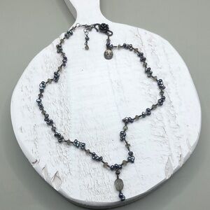 Yvone Christa Sterling Silver 925 Pearl and Gemtsones Elegant Necklace